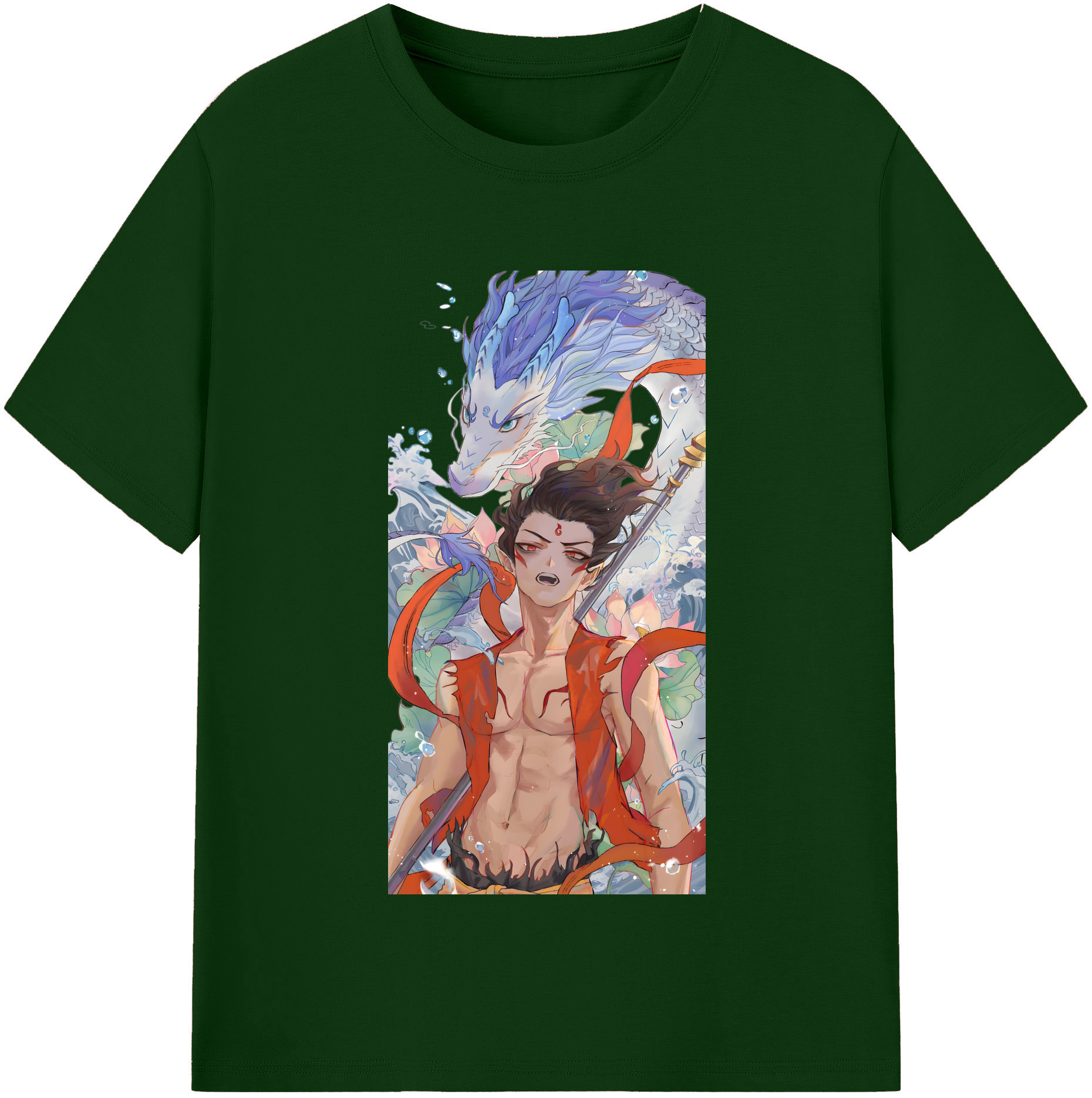 （画像用） Ne Zha 2 ナタ 魔童の大暴れ 綿100％半袖Tシャツ（フロントプリント）